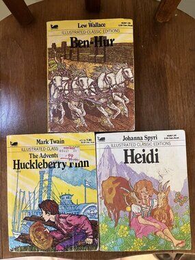 Vintage Moby Books Illustrated Classics - Ben-Hur Heidi & Huckleberry Finn Pocke